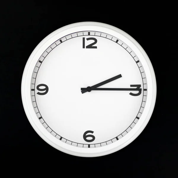 White Analog Wall Clock Isolated Black Background Its Quarter Two — Stock Photo, Image