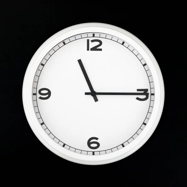 White Analog Wall Clock Isolated Black Background Its Quarter Eleven — Stock Photo, Image