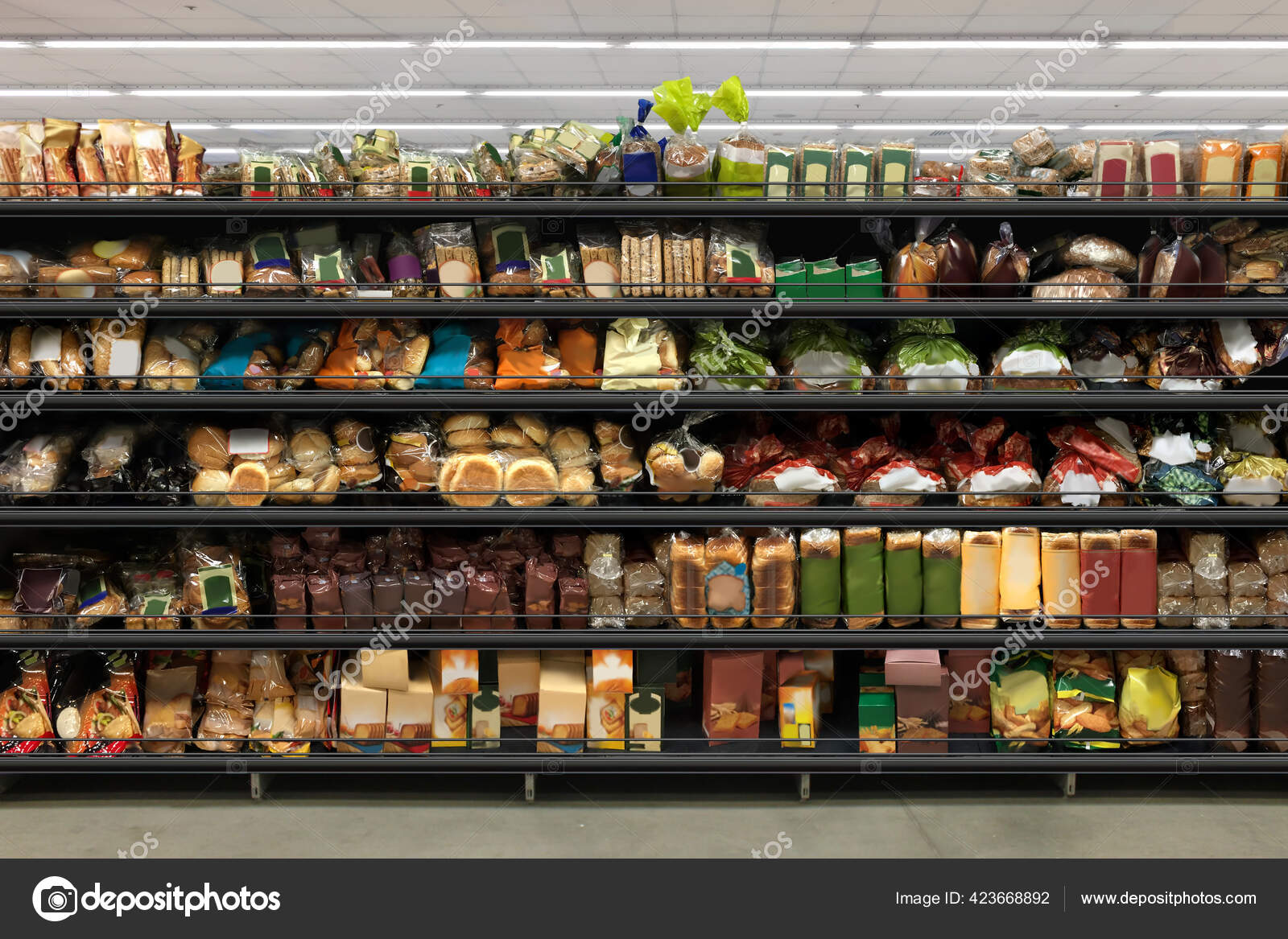 Rendering Interior Bakery Shop Bread Tost Buns Pastry Products Shelf