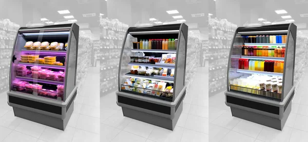 Vriezer Interkoelkast Supermarkt Geschikt Voor Mockup Verpakkingen Grafisch Ontwerp Vergelijkende — Stockfoto