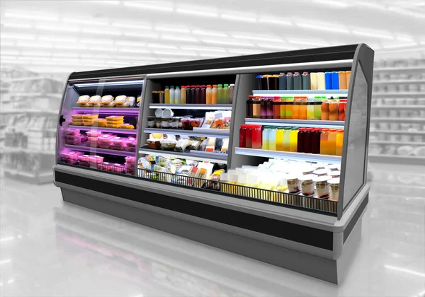 Vriezer Interkoelkast Supermarkt Geschikt Voor Mockup Verpakkingen Grafisch Ontwerp Vergelijkende — Stockfoto