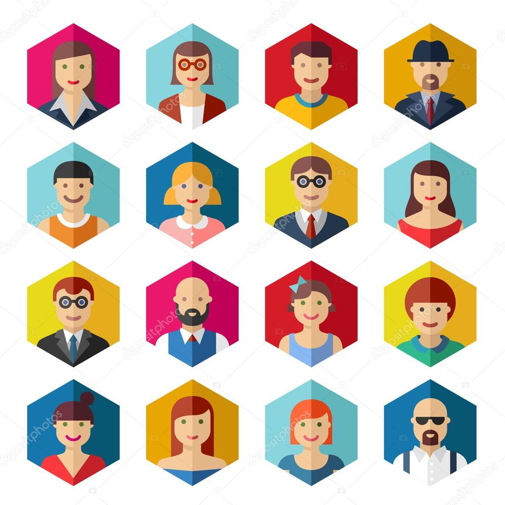 People avatar flat icons Royalty Free Vector Image
