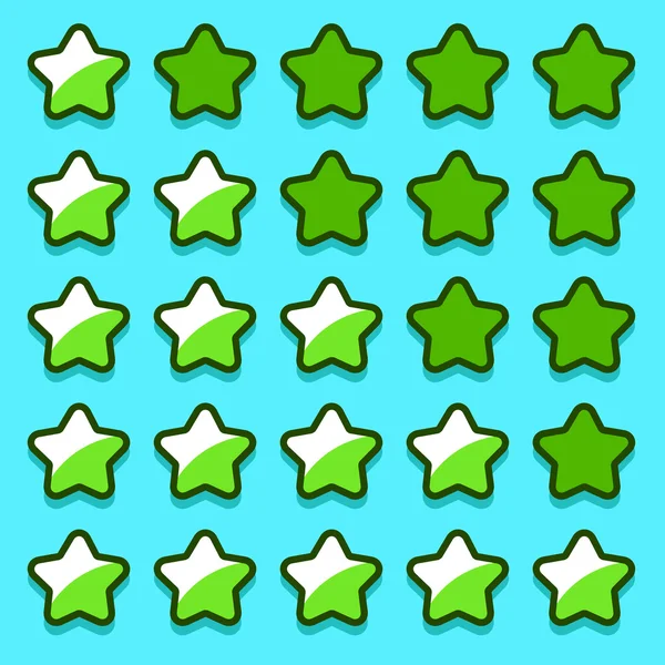 Groene game rating sterren pictogrammen knoppen — Stockvector