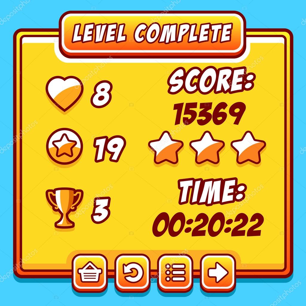 Game yellow level complete icons buttons Stock Vector Image by ©game