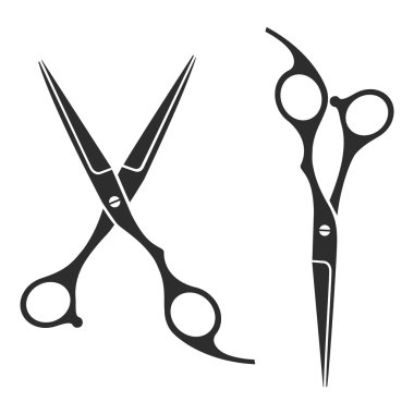 Vintage barber shop scissors, logo, label, badge
