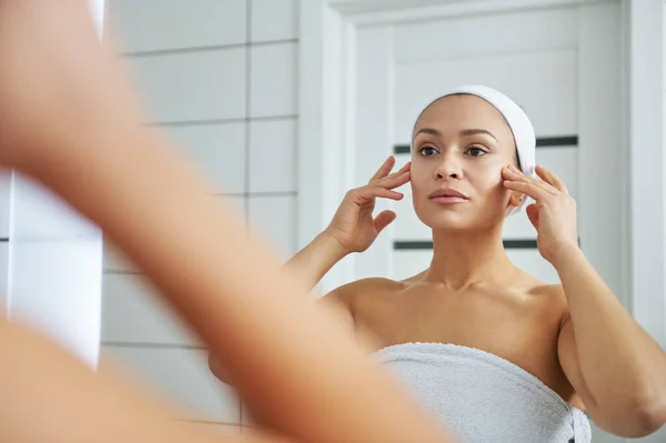 Morning hydration spa beauty routine. Treatmenet concept. Facial massage.