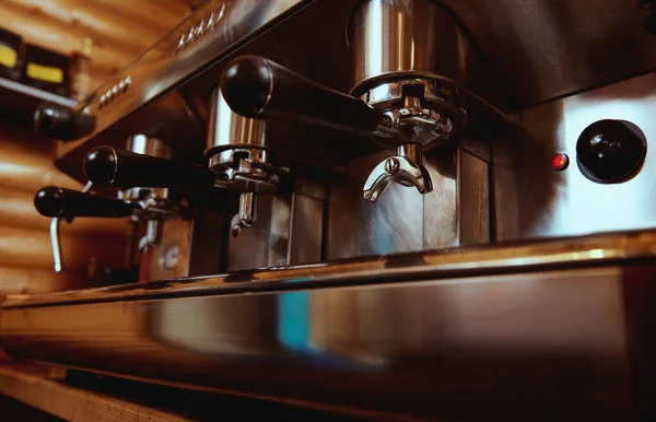 Espresso machine in bar, restaurant. Professional coffee machine. Closeup