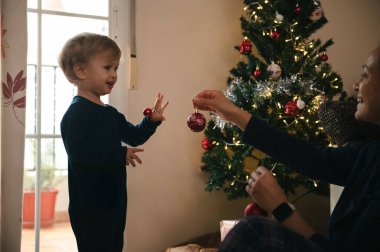 Küçük bir çocuk, yanan bir Noel ağacına kırmızı süsler asan anne babasıyla neşeli bir anı paylaşır. Sıcak bir tatil salonunda sıcaklığı, neşeyi ve birlikteliği yakalar..