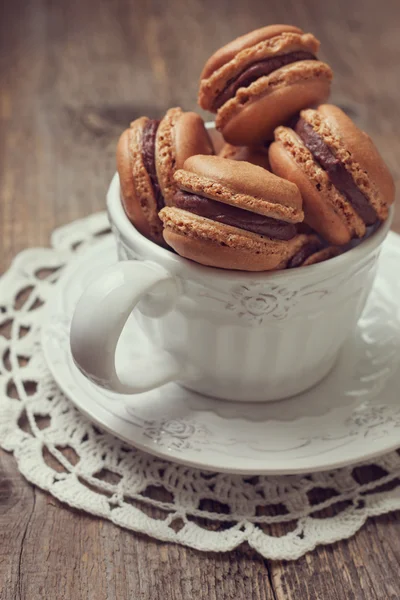 Macaroon com creme de chocolate — Fotografia de Stock