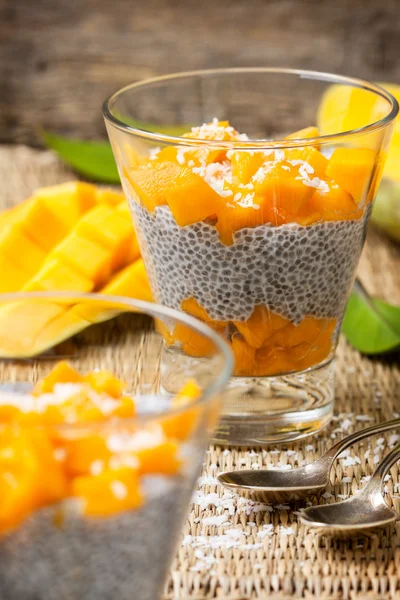 Chia budyń i mango sztuk — Zdjęcie stockowe