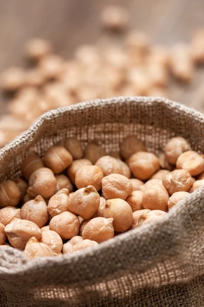 chickpeas in a sack  close up