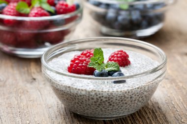Ahududu ve yaban mersini ile Chia puding