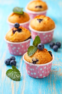 Blueberry muffins pembe durumlarda