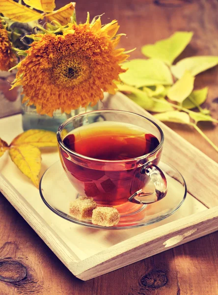 Чай в скляній чашці — стокове фото