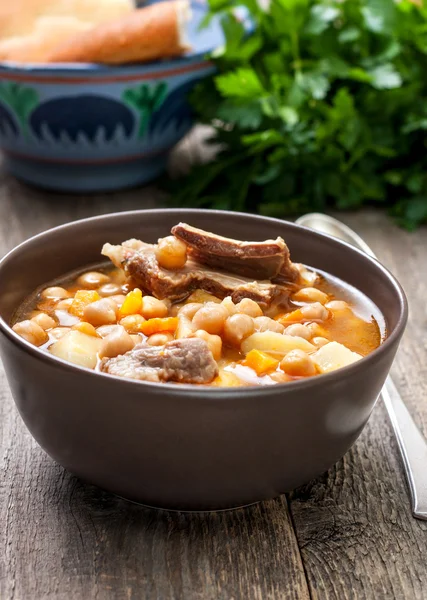 Soup with chickpeas and lamb — Stock Photo, Image