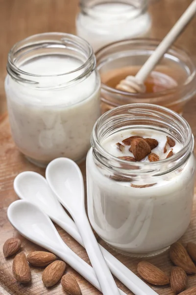 Homemade yogurt almond milk — Stock Photo, Image