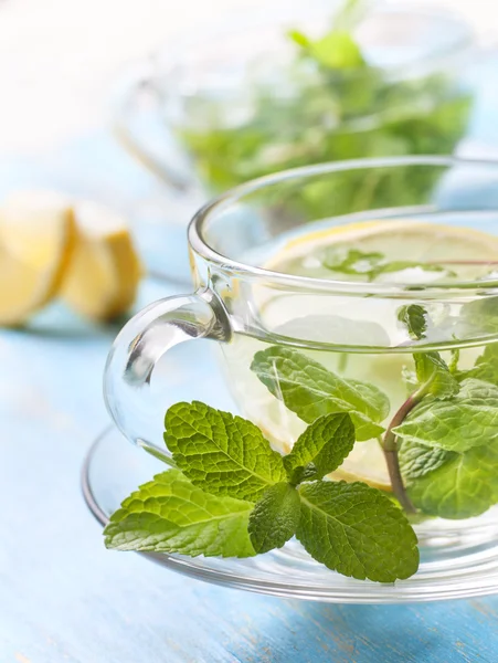 Teh dengan mint segar dan lemon — Stok Foto