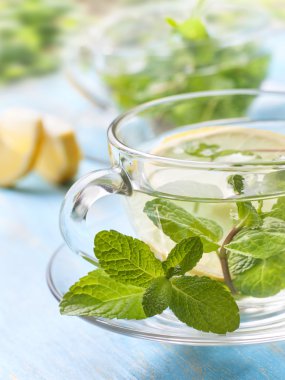 Taze nane ve limon ile çay