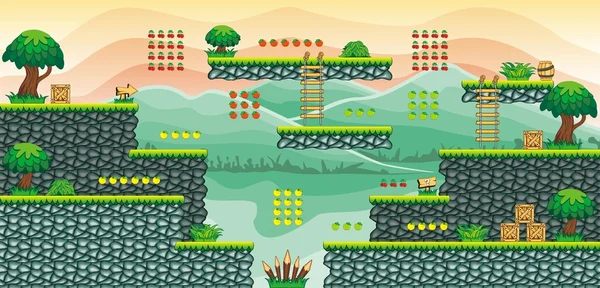 Tile set plataforma para o jogo 24 — Vetor de Stock