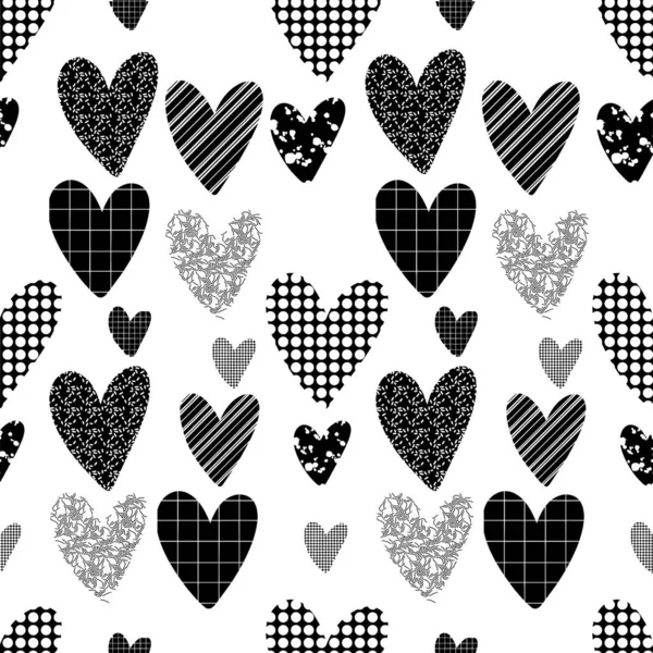 Patrón con corazones para el día de San Valentín. Patrón sin costura vectorial — Archivo Imágenes Vectoriales