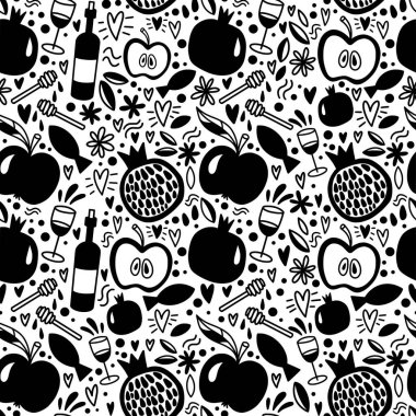 Nar ve elmalarla kusursuz desen. Rosh Hashanah
