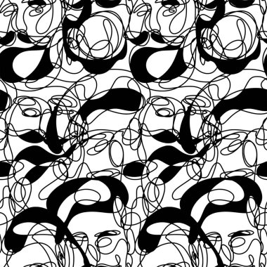 Basit siyah ve beyaz soyut sürekli desen