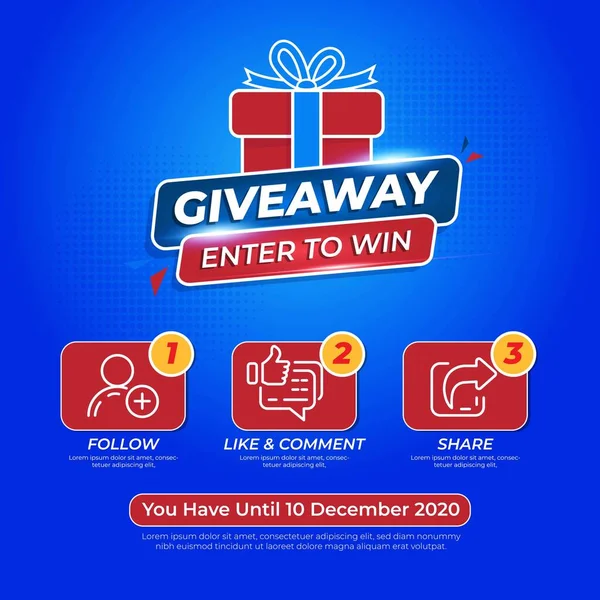 Giveaway Banner Template Design Social Media Post — Stock Vector