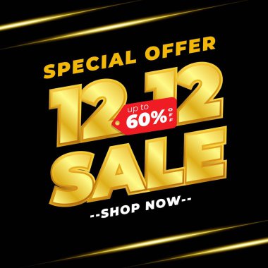 12.12 Alışveriş Günü Siyah Altın Renkli Sancak Arkaplanı