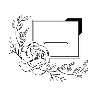 El çizimi çiçek çerçevesi karalama dekoratif çiçek çerçevesi