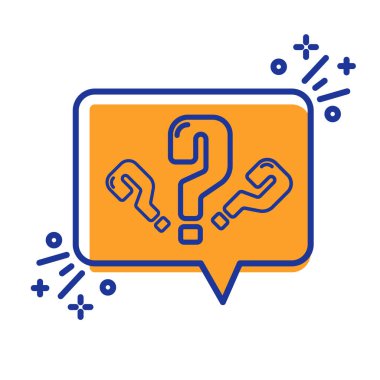 Soru baloncukları satır simgesi, Yardım işareti isteyin, Faq anket sembolü satır biçimi soru baloncukları simgesi simgesi. Çizgi sanatı konsepti vektör çizimi