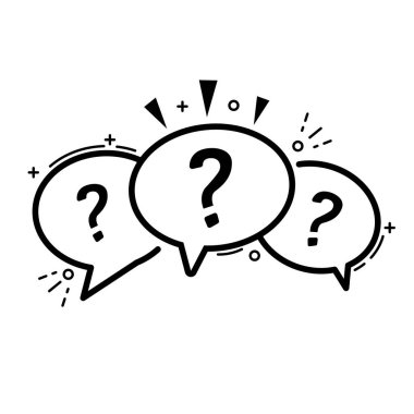 Soru baloncukları satır simgesi, Yardım işareti isteyin, Faq anket sembolü satır biçimi soru baloncukları simgesi simgesi. Çizgi sanatı konsepti vektör çizimi