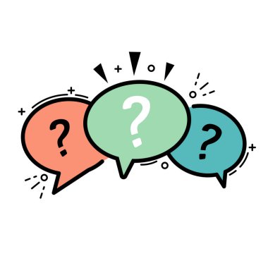 Soru baloncukları satır simgesi, Yardım işareti isteyin, Faq anket sembolü satır biçimi soru baloncukları simgesi simgesi. Çizgi sanatı konsepti vektör çizimi