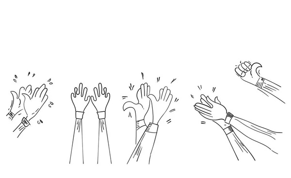 드래프트 Hand Clapping Ovation Gesture 스타일 Doodle Style — 스톡 사진