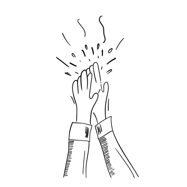 Ręcznie Rysowane Brawa Ręce Klaskające Ovation Gesture Stylu Doodle — Zdjęcie stockowe