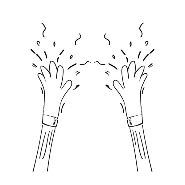 Hand Ritad Applåder Händer Som Klappar Ovation Gesture Med Doodle — Stockfoto