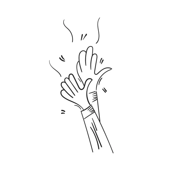 Hand Ritad Applåder Händer Som Klappar Ovation Gesture Med Doodle — Stockfoto