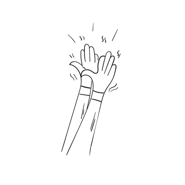 Hand Ritad Applåder Händer Som Klappar Ovation Gesture Med Doodle — Stockfoto