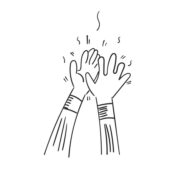 Hand Drawn Applause Hands Clapping Ovation Gesture Doodle Style — Stock Photo, Image