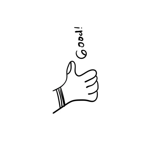 Hand Drawn of thumb up Gesture with Doodle Style