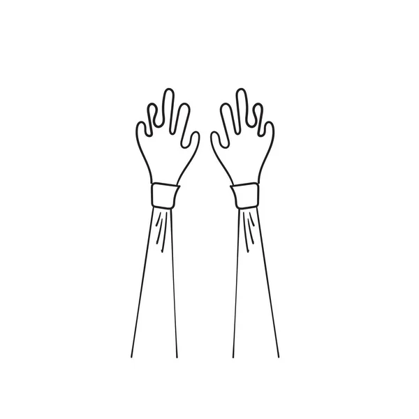Hand Dras Applåder Hand Gesture Med Doodle Style — Stockfoto