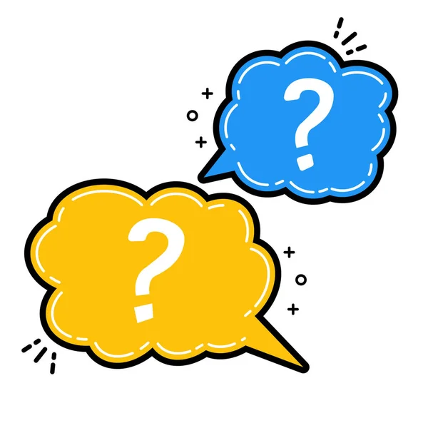 Question bubbles line icon, Ask help sign, Faq questionnaire symbol Line style question bubbles icon. Line art concept vector illustration