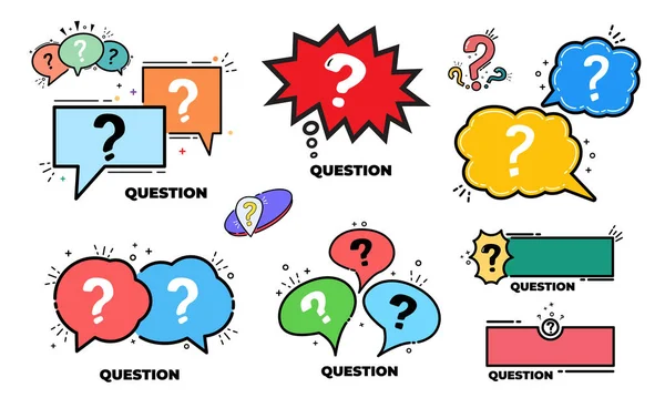 Set Von Frageblasen Zeilensymbol Fragen Sie Hilfe Zeichen Faq Fragebogen — Stockfoto