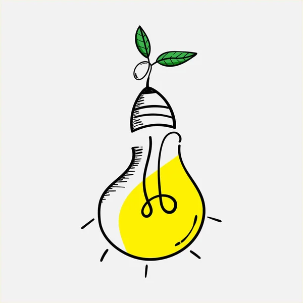 Icono Bombilla Dibujada Mano Concepto Doodle Idea Diseño Inspiración Lluvia —  Fotos de Stock