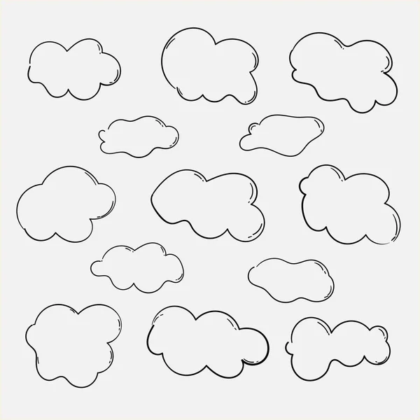 Σύνολο Από Χέρι Σύννεφο Σχέδιο Γραμμή Τέχνης Doodle Στυλ — Φωτογραφία Αρχείου