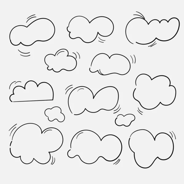 Σύνολο Από Χέρι Σύννεφο Σχέδιο Γραμμή Τέχνης Doodle Στυλ — Φωτογραφία Αρχείου