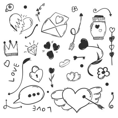 El çizimi soyut karalama ögeleri.