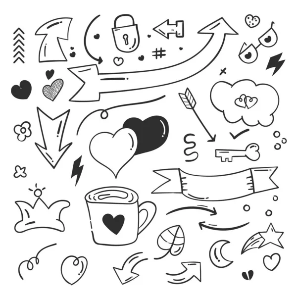 Abstrakcyjne Elementy Bazgrołów Koncepcja Love Doodle — Zdjęcie stockowe
