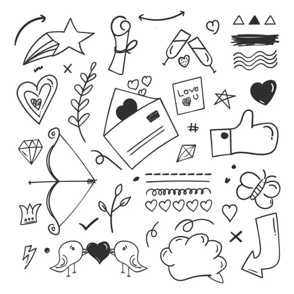 Abstrakcyjne Elementy Bazgrołów Koncepcja Love Doodle — Zdjęcie stockowe