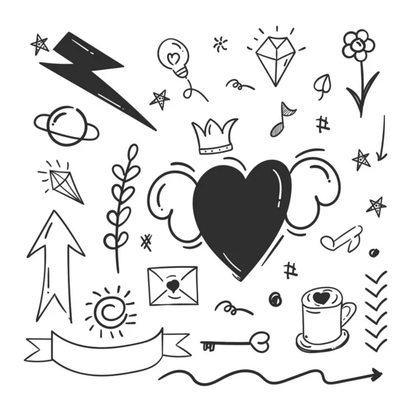 Abstracte Krabbel Doodle Elementen Liefde Doodle Concept — Stockfoto