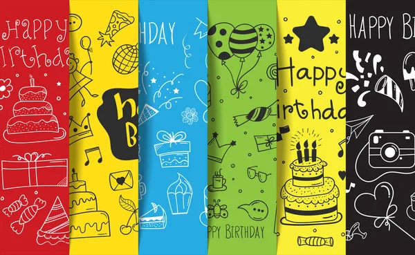 Płynny Wzór Urodzinowy Doodle Tle Zadowolony Projekt Elementów Urodzinowych Stylu — Zdjęcie stockowe